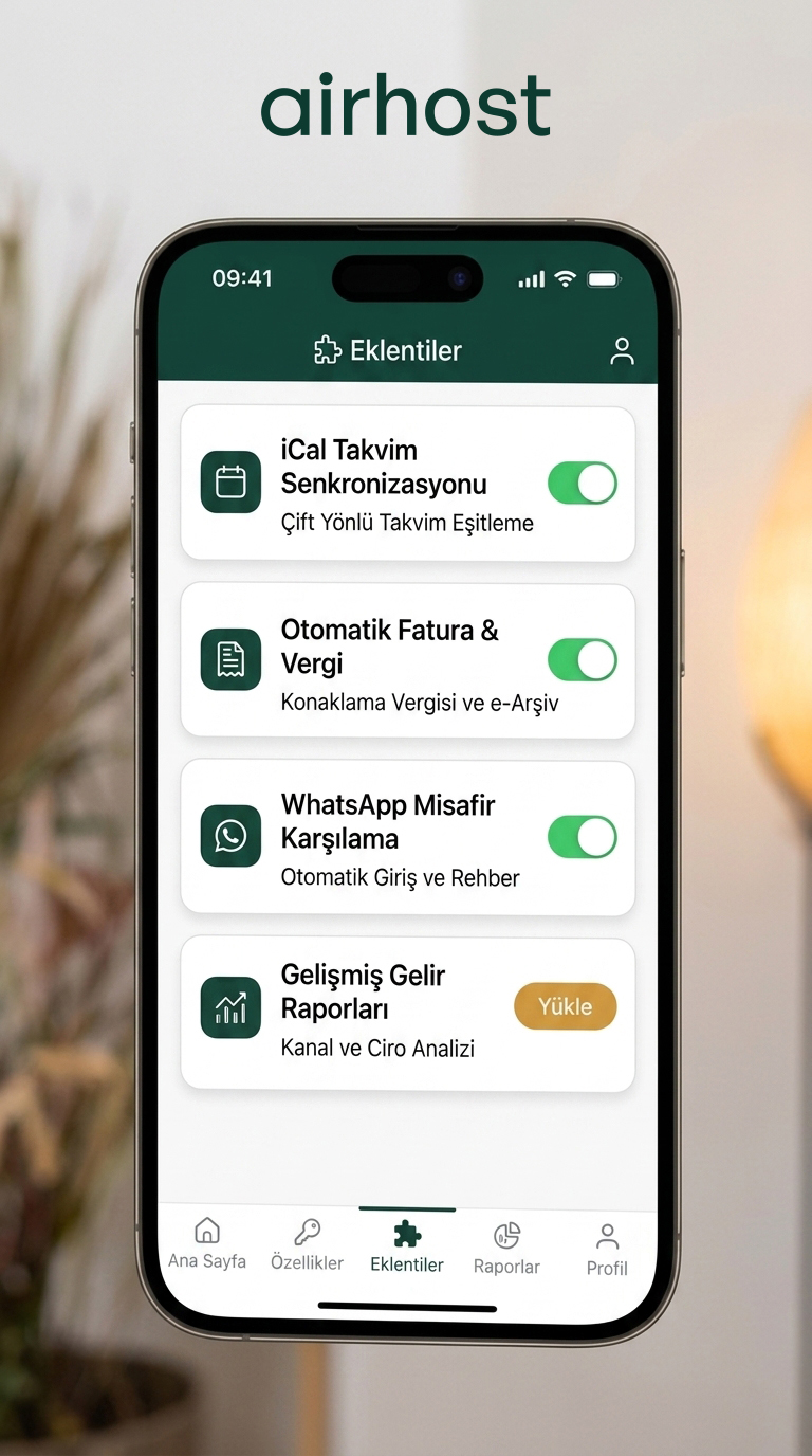 AirHost Eklentiler Mobil Görünümü